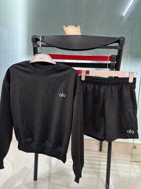 ALO Athleisure Set — Size M, Black (Women's) — Top & Shorts